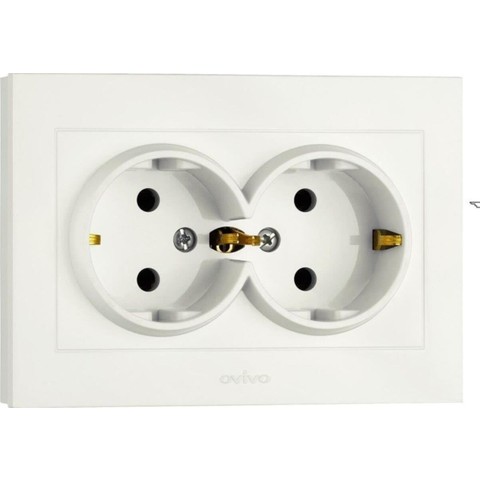 Ovivo Grano Beyaz �kili Toprakl� Priz Metal Mekanizma ve Plastik �er�eve ile Modern Tasar�m